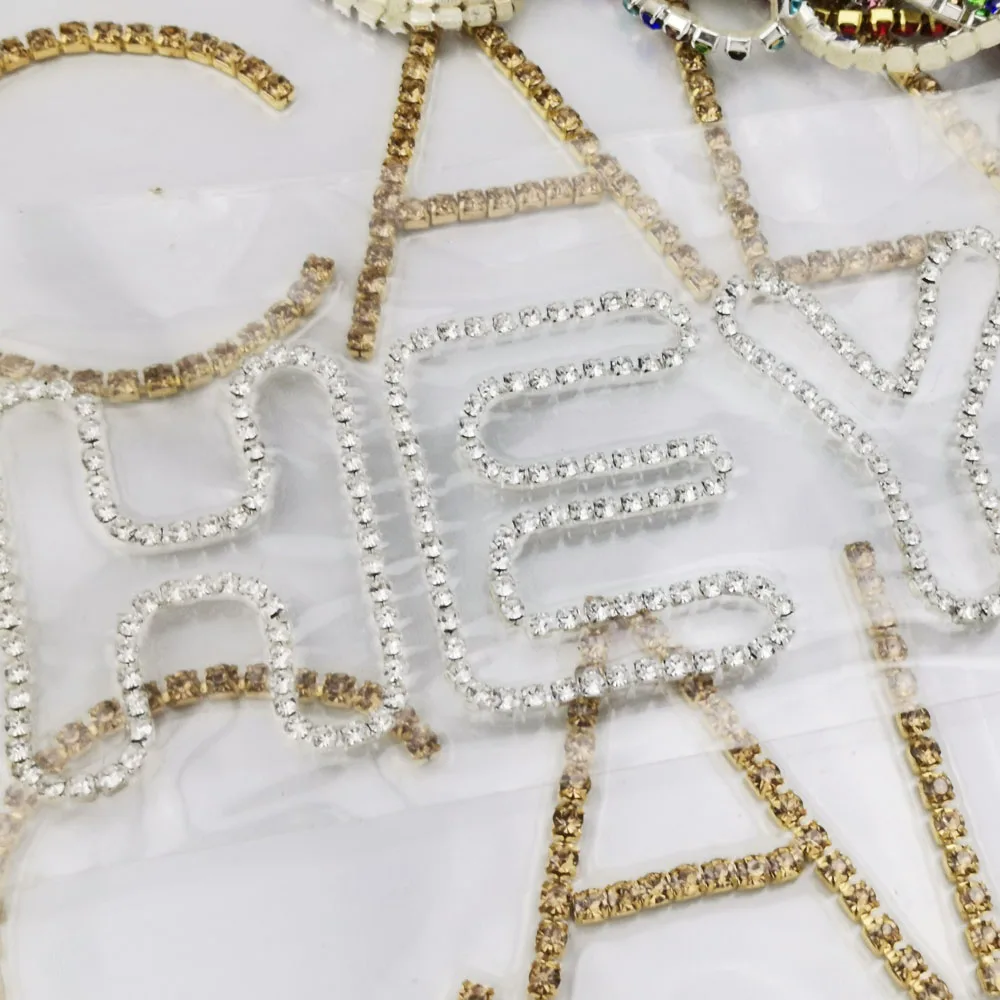 2021 New Technology Silver hotfix Cup Crystal Chain with glue for iron on