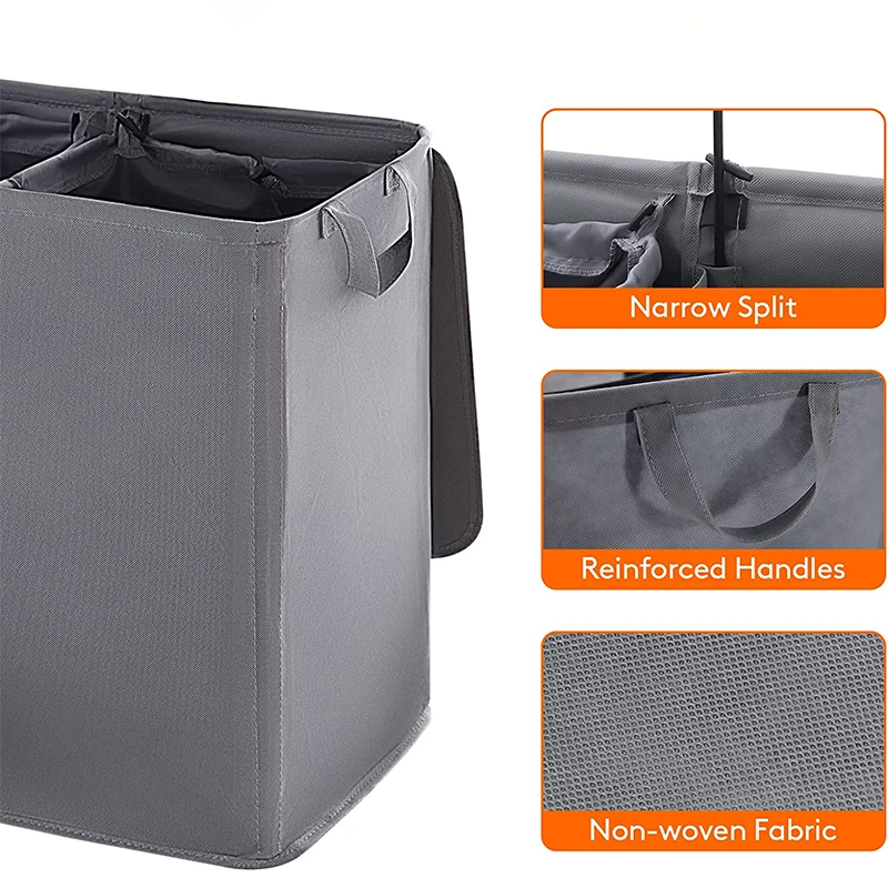 Hot Selling Double Laundry Hamper with Lid and Removable Laundry Bags