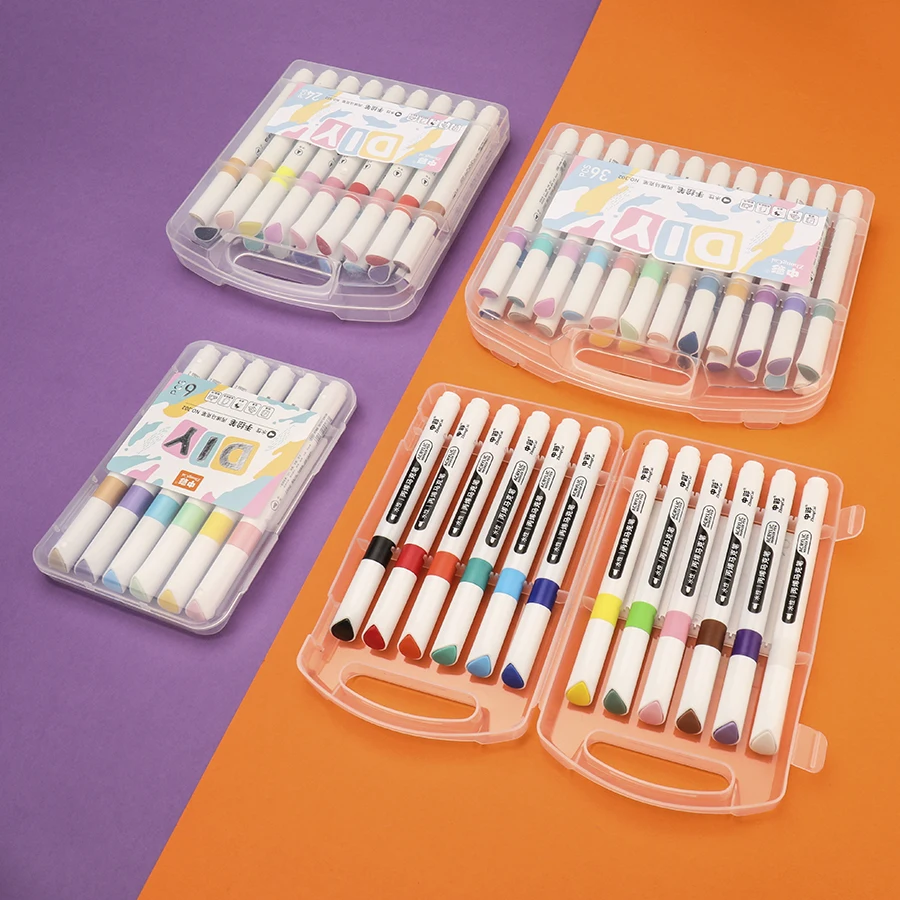 24 Colours Eco-friendly Acrylic Paint Pens set For Drawing Glass Paper Wood