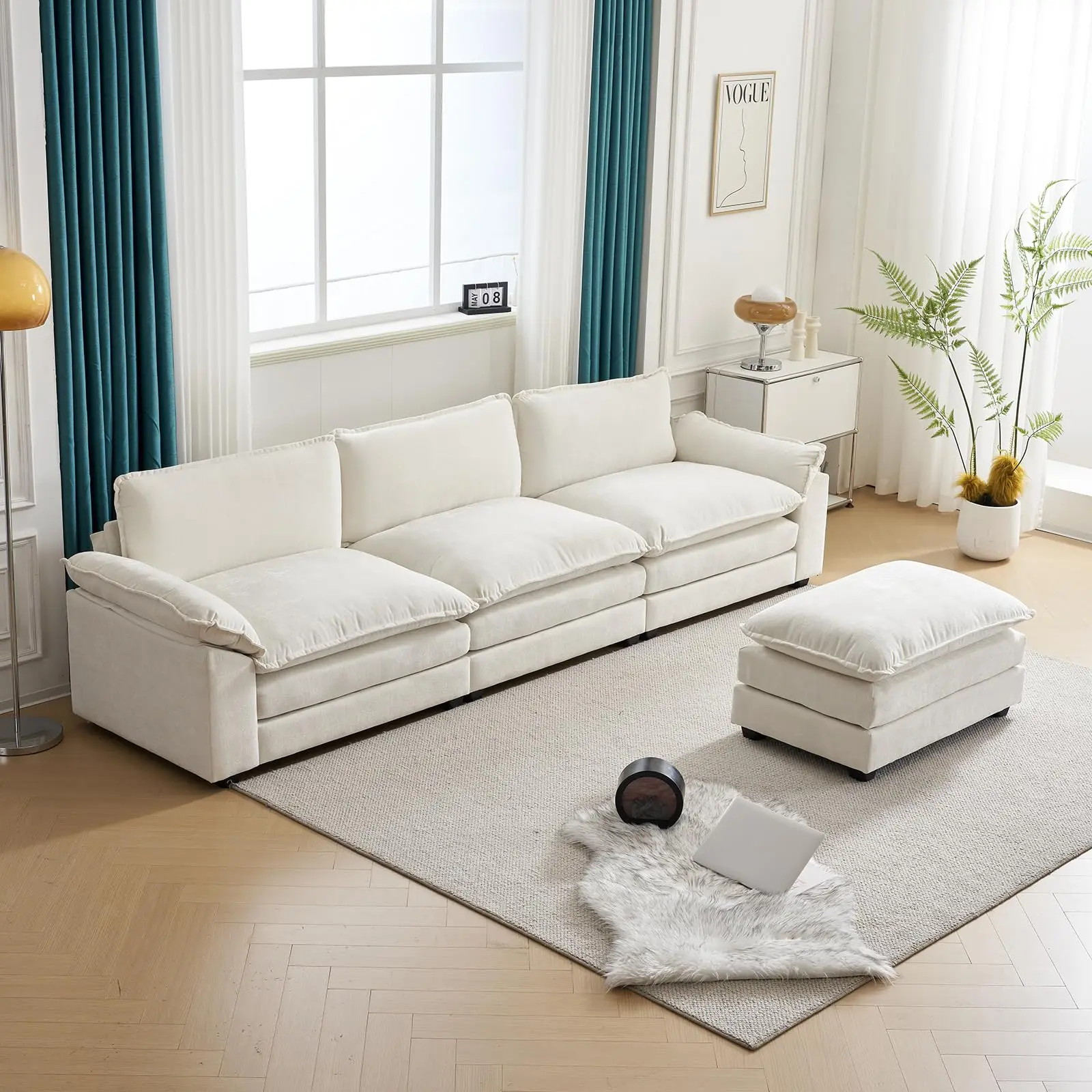 Современная мебель для гостиной 2 дивана секционные loveseat белая ткань L-образный диван набор