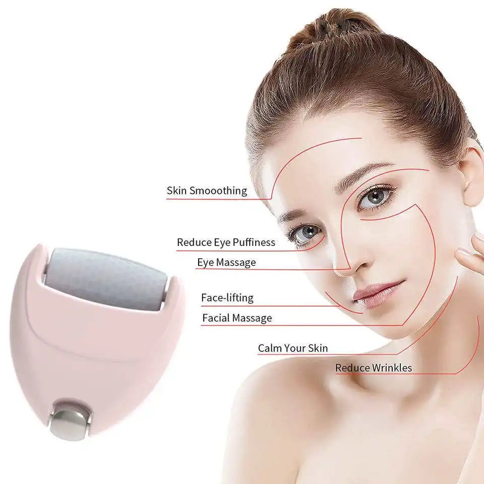 OEM Cooling Facial Massagers Ice Globe  Heart Shape 2 in 1 Ice Roller for Face and Eyes Neck Body Cooling Roller