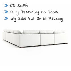 Modern giant KD assembly sofa cloud u shape modular sectional couch fabric white living room sofa set