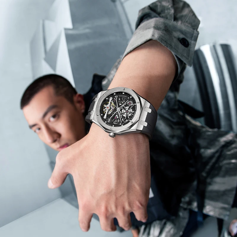 High Quality Men Luxury Refined Steel Watch Custom Design Fashion Business Luminous Automatic Mechanical Watch For Men