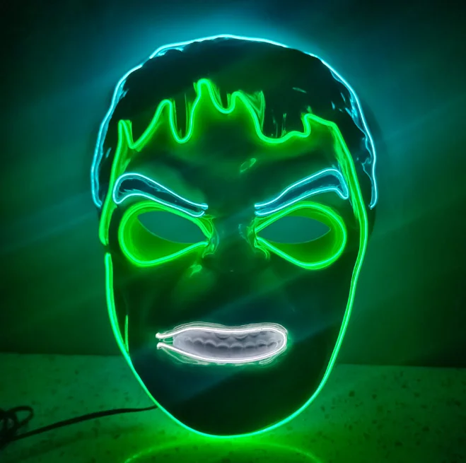 Custom 3 Modes Neon Led Mask Movie Iron Man Mask EL Costumes Spider Light Up Party Eye Masks For Party Show Props