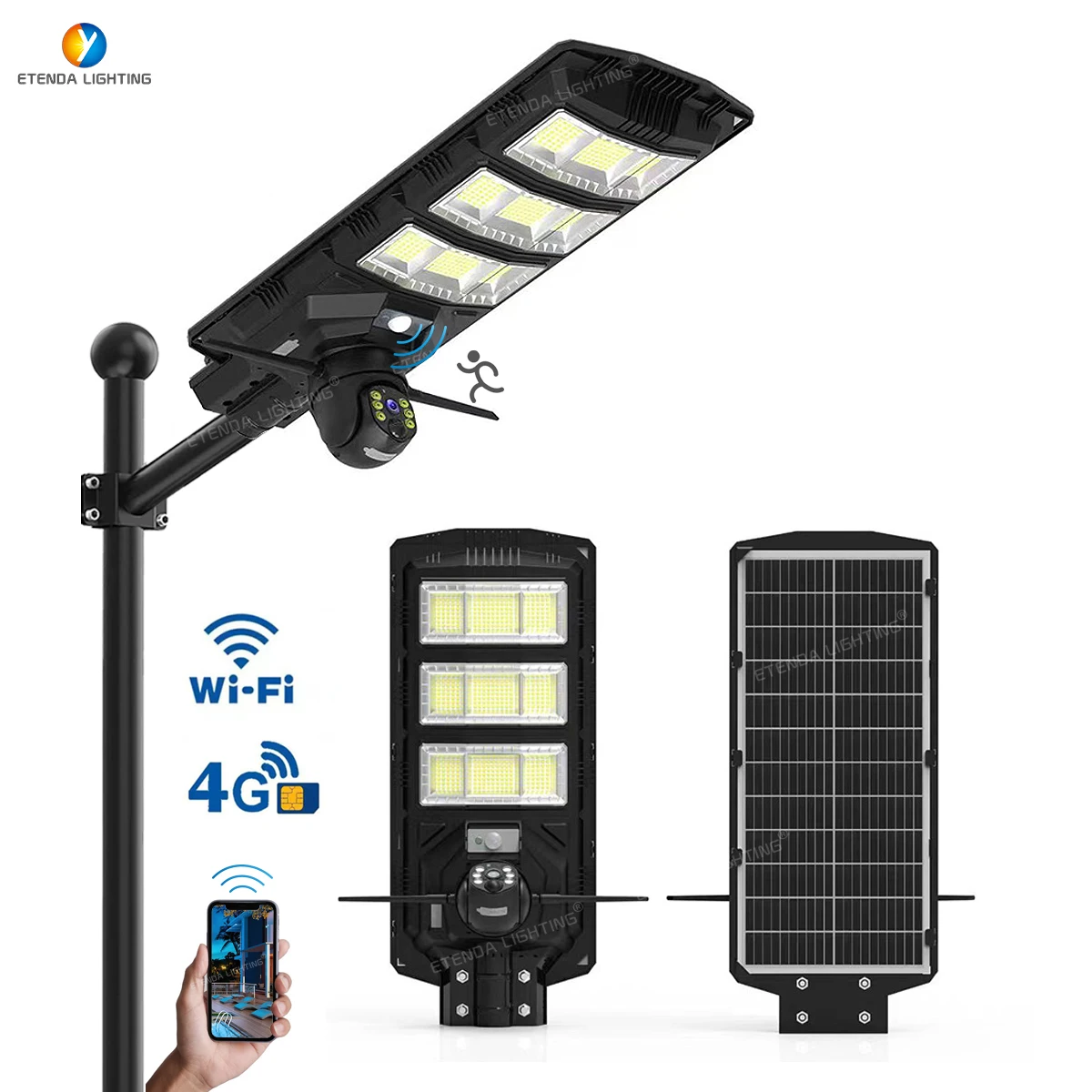 Etenda 1080P 3 million pixels solar street light with camera outdoor