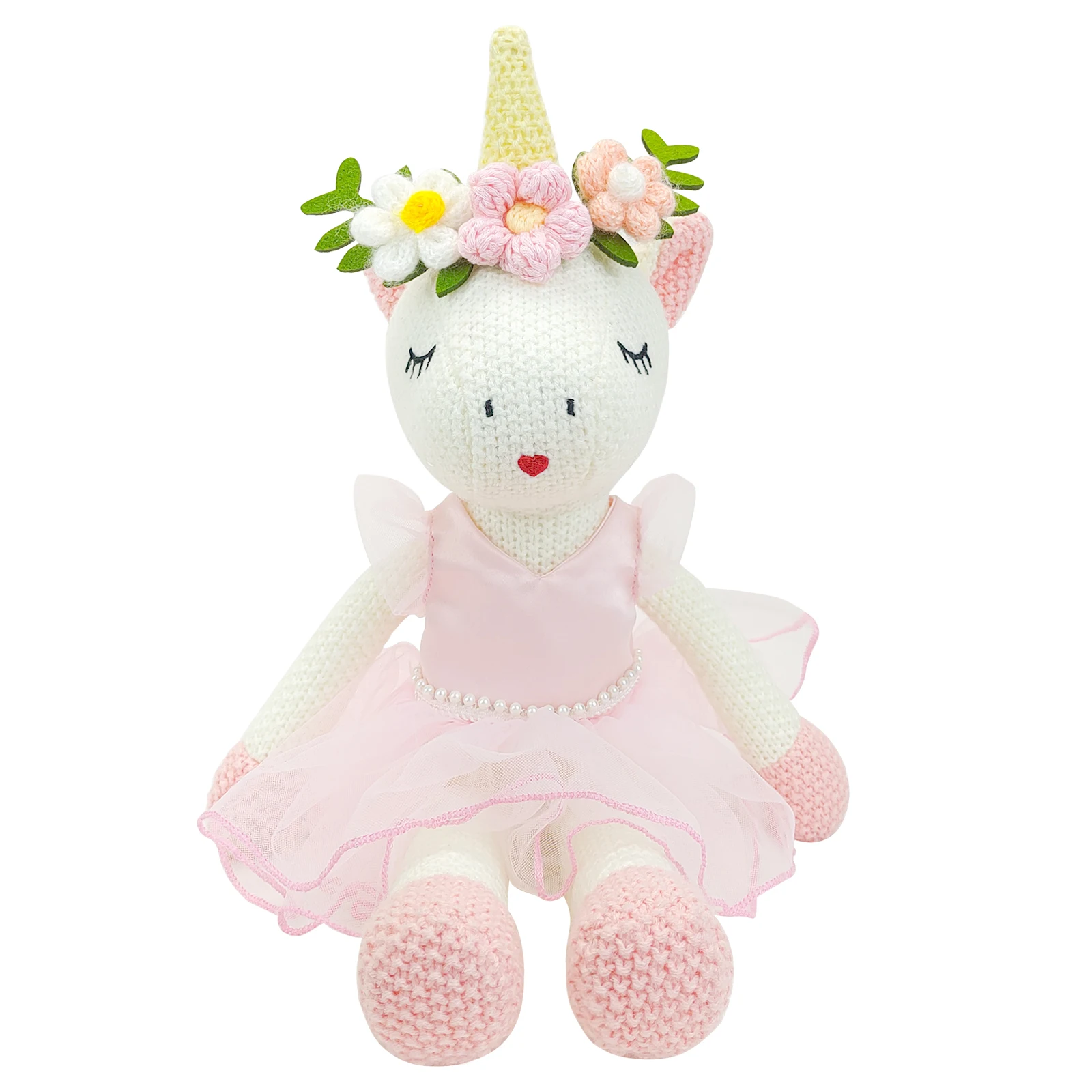 Factory Price Handmade Soft Knit Baby Stuffed Animals Unicorn Soft Knit Doll Toy for Girl