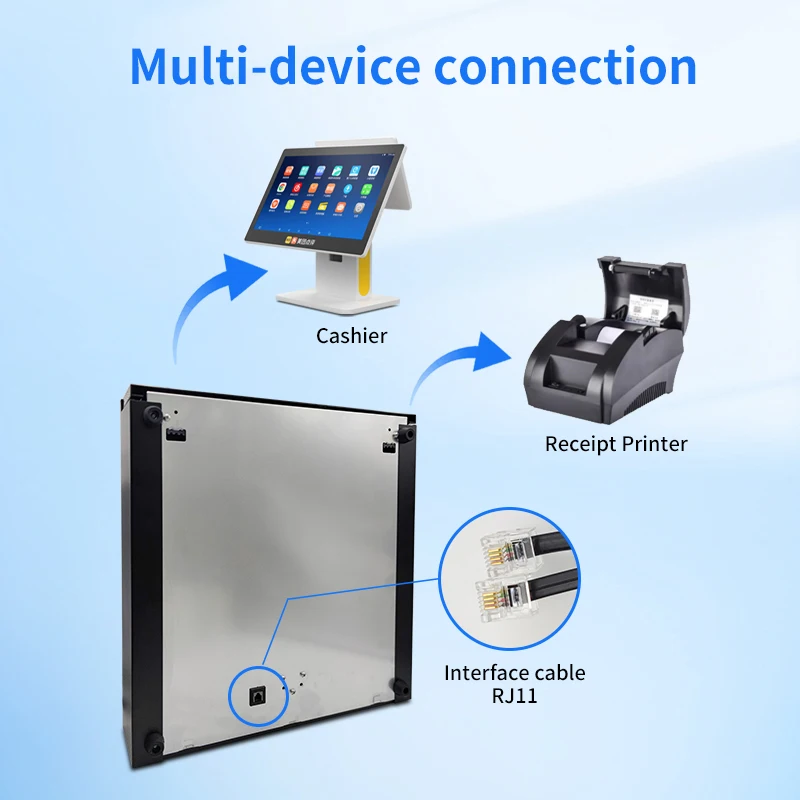 POS System Checkout Cash Register Drawer Box Tray with Cheque Slots Money Drawer for Efficient Transactions