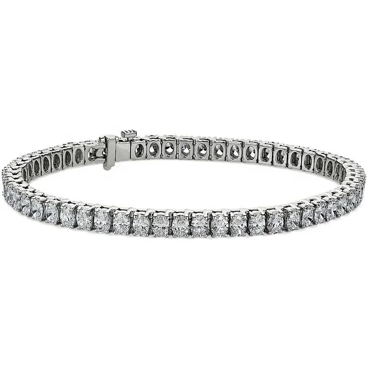Daughter Girlfriend Wife Gift Timeless Classics Bridal 18 Karat White Gold Lab Oval cut Diamonds Tennis Bracelet
