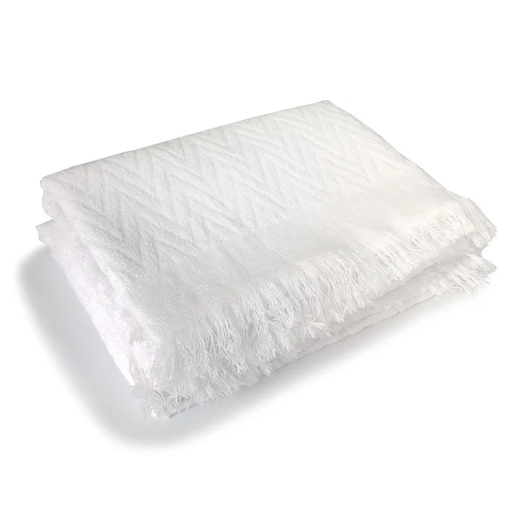 High quality 100% polyester jacquard Muslim Pilgrimage Towel White ihram hajj towel