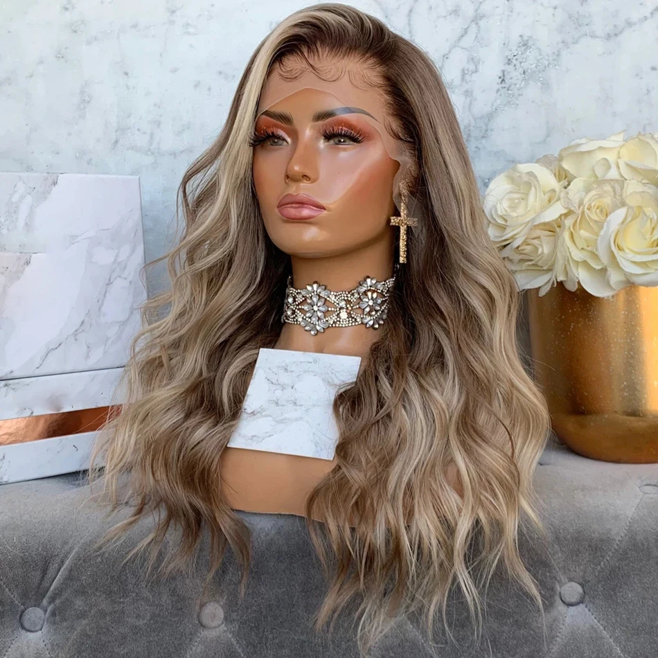 Ash Blonde Highlight Human Hair Transparent HD Lace Front Wigs for Black Women White Women 150 Density Natural Hair Wigs