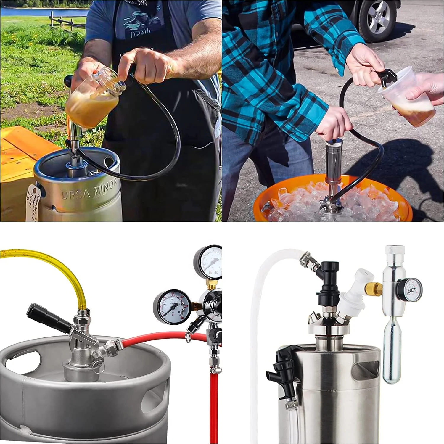 Ball Lock Beer Line Kit, Homebrew  Draft Kegerator Sankey Growler PVC CO2 Brewing Tubing Cornelius Corny Quick Disconnect Barb