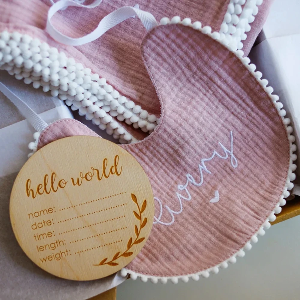 Breathable Cotton Muslin Baby Bibs Pompoms Bibs Multi Use Infinity Scarf for Teething and Drooling