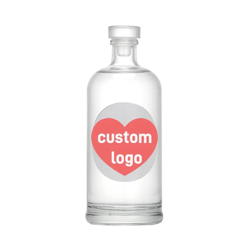 Customized 500ml 700ml 750ml rum vodka whiskey bottle glass Round Juice Ginger Beverage smoothies Bottles With glass stopper