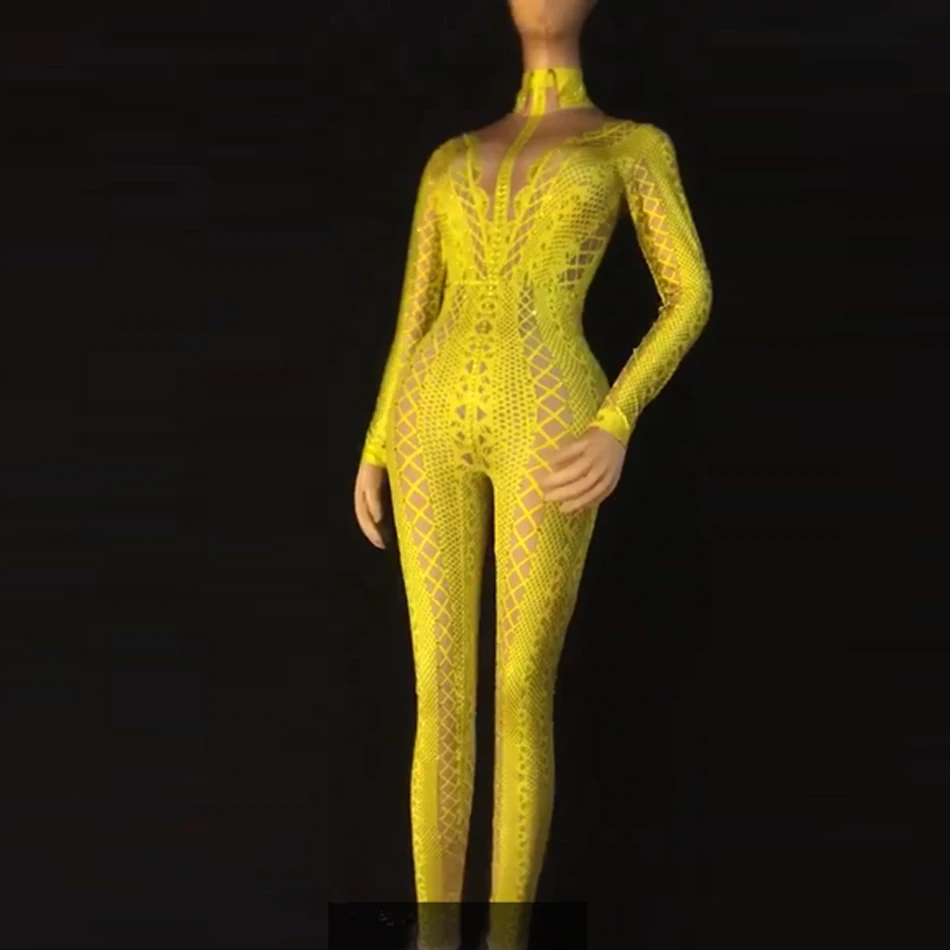 Лидер продаж Amazon, сексуальные прозрачные сетчатые боди со стразами для женщин, женские облегающие вечерние комбинезоны большого размера, комбинезоны, комбинезоны