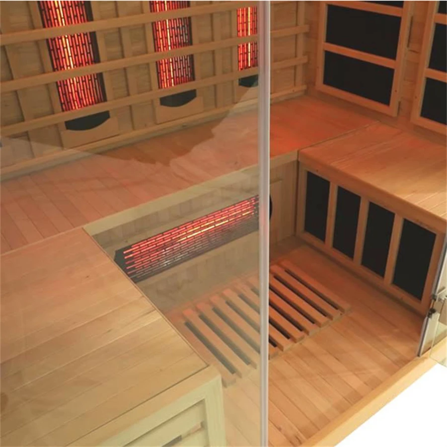 4 person indoor infrared sauna rooms with black glass