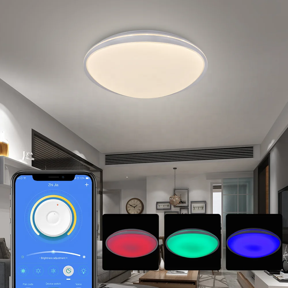 Oval shape RGB led ceiling lamp 24W color changing dimming remote control led recessed ceiling light living room bedroom hallway