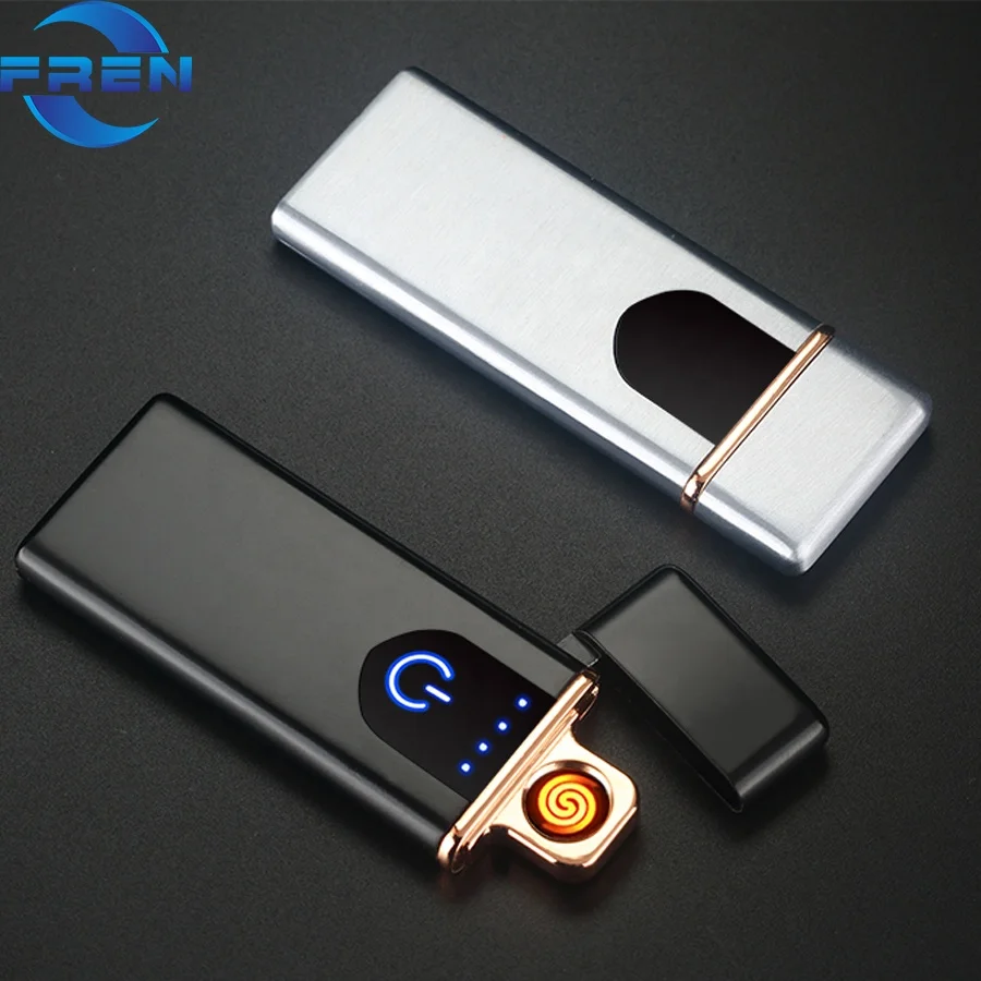  Электрическая зажигалка USB перезаряжаемая без огненная Ветрозащитный тонкий дизайн чрезвычайно легкий мужской кошелек Супер тихий генератор кабель для зарядки