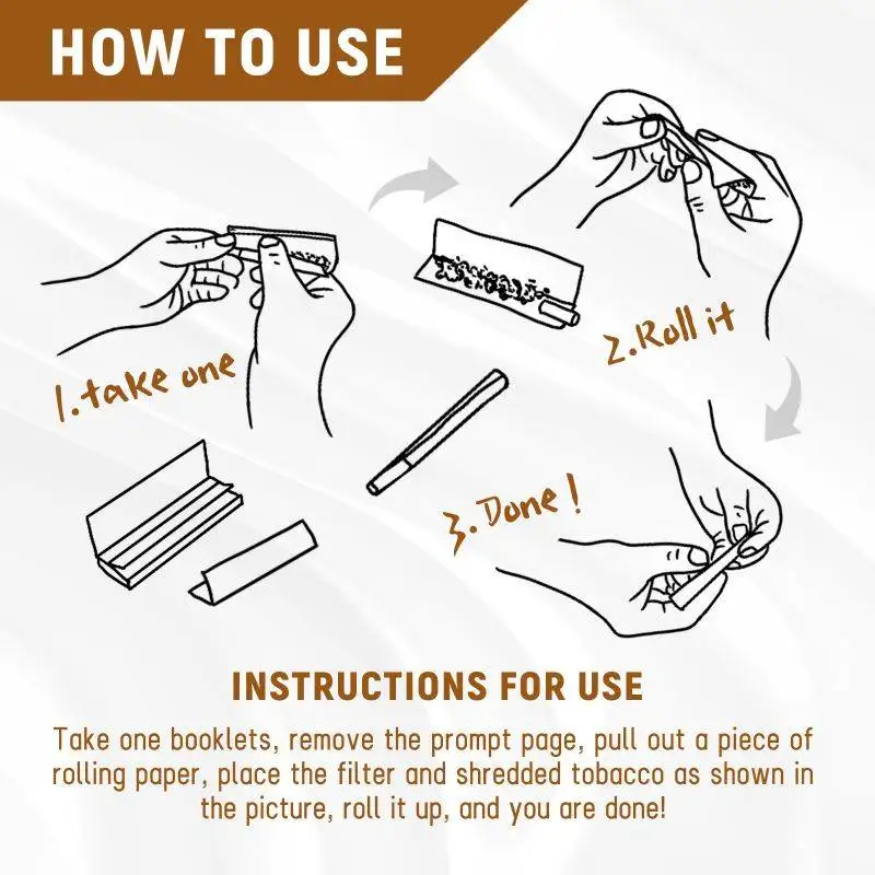 Wholesale Slow Burning 100% Natural Arabic Gum Unblenched Wood Pulp Brown Rolling Paper Kingsize  Smoking Rolling Paper