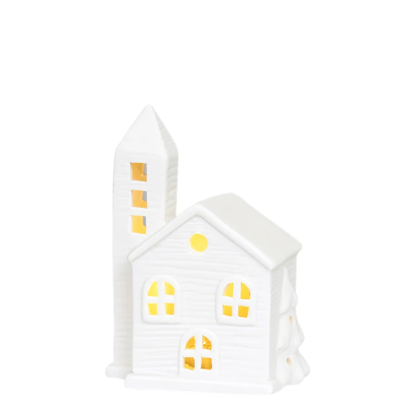 Christmas Decorative Ceramic Village houses with cutout windows for a beautiful glow led Light the perfect gift for holiday