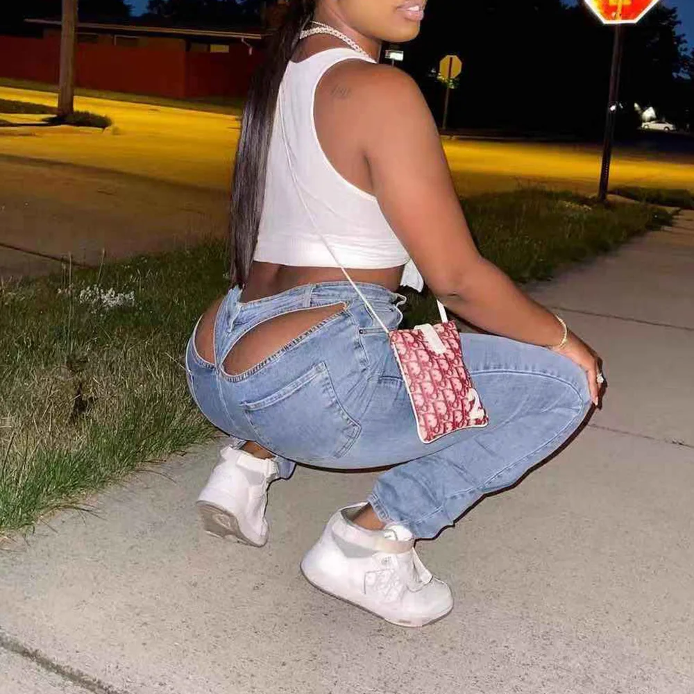 Take A Peek Boutique Clothing Sexy Back Hollow Cut Out High Waist Stretchy Skinny New Denim Jeans Women