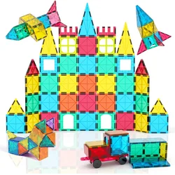 65 PCS Magnetic Tiles Building Blocks Set for Boys Girls Preschool Educational Construction Kit Magnet Stacking Toys for Kids