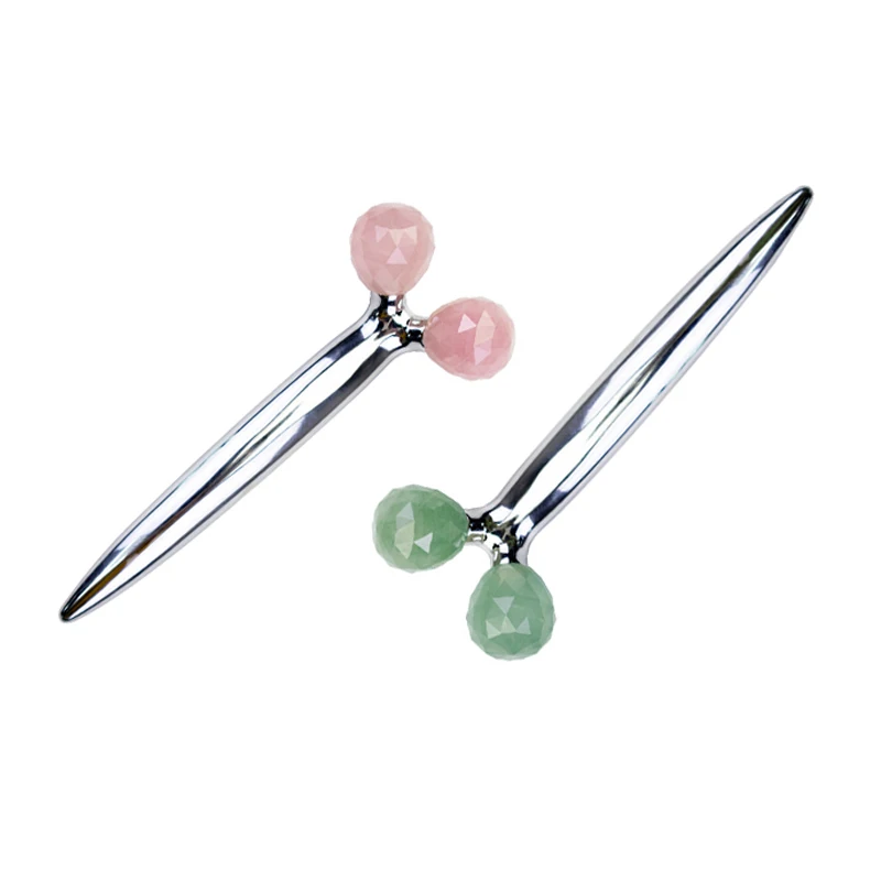 Natural Jade Stone 3D style Y shape double roller natural Face Roller for face massage skin care facial roller