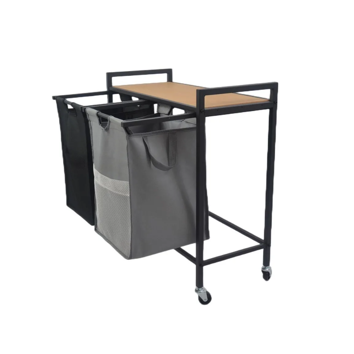 Hot Sale Double Laundry Hamper Lid Rolling Laundry Basket Organizer with Wheels Iron-Made Laundry Sorter