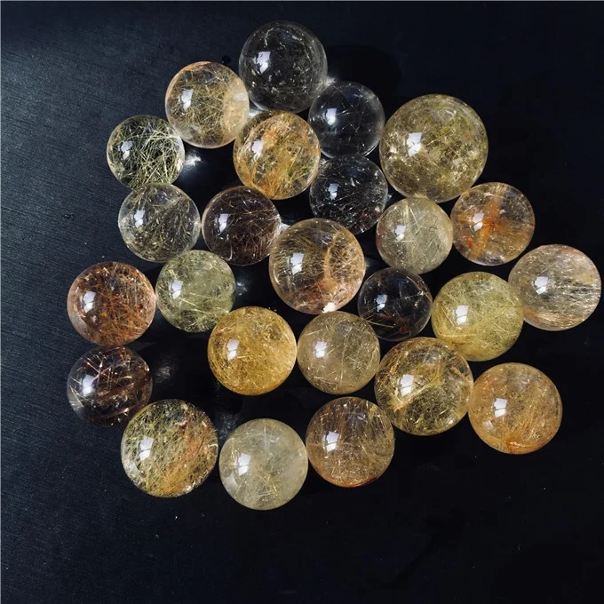 Высокое качество Рок камень натуральный кристалл золото волос хрустальный шар рутиловый кварц браслет мяч для подарка