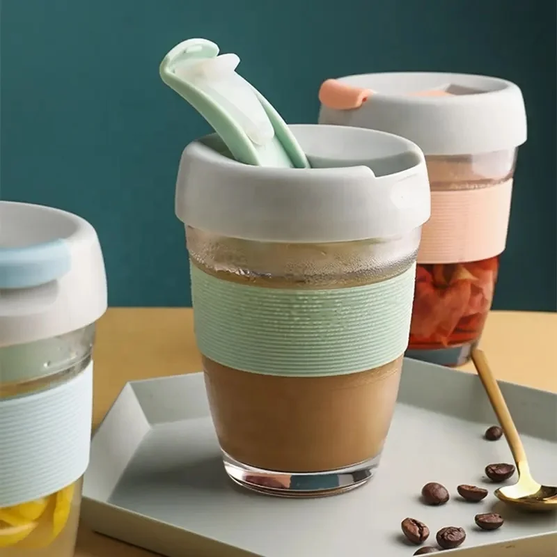 Оптовая продажа не содержащий BPA пластиковый стакан кофейная кружка с одной стенкой силиконовая чашка противоударное стекло