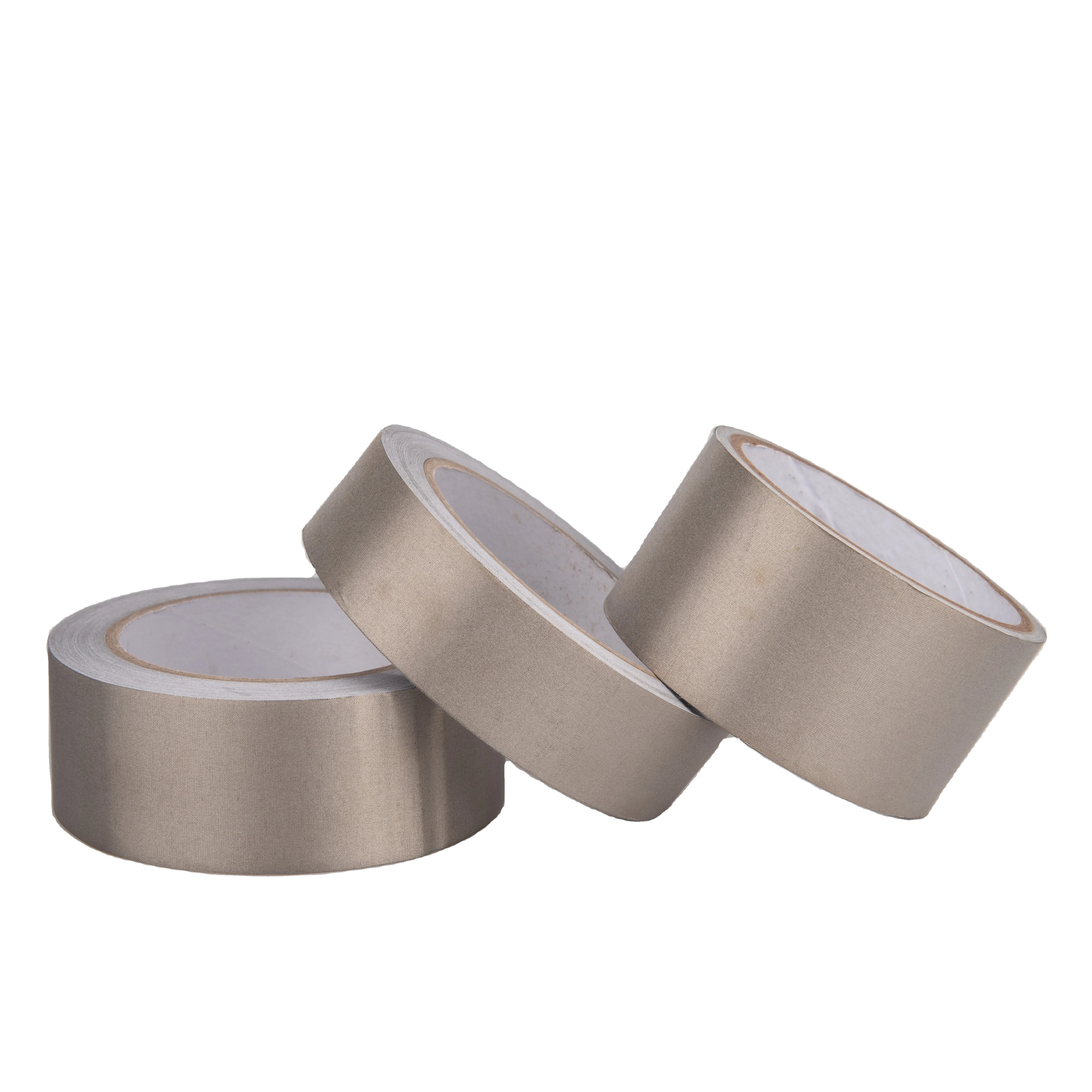 Проводящая тканевая лента серебристо-серая экранированная электропроводная ткань самоклеящаяся предотвращает использование помех