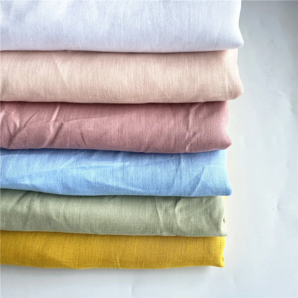 Хорошее качество, французская простая окрашенная камень, мытая 17s * 21s 100 льняная ткань для одежды