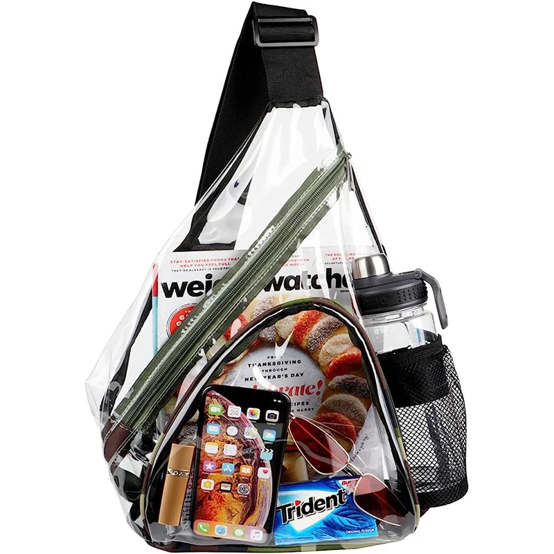 custom waterproof clear pvc crossbody sling bag heavy duty transparent shoulder backpack with adjustable strap