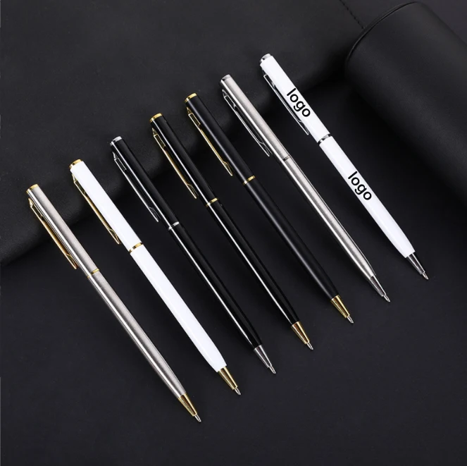 Factory utiles escolares ball pen white metal wholesale hotel personalized pens metal ballpoint pen