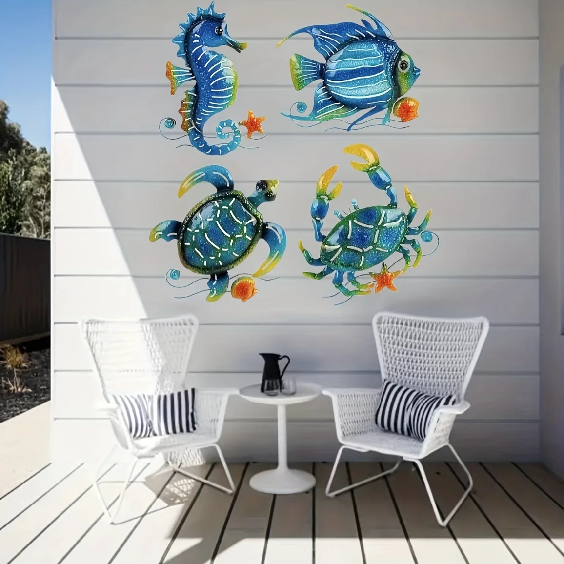 Ocean Sea Wall Art Decorations Metal Fish Crafts Hanging for Bedroom Iron Art Balcony Ornaments