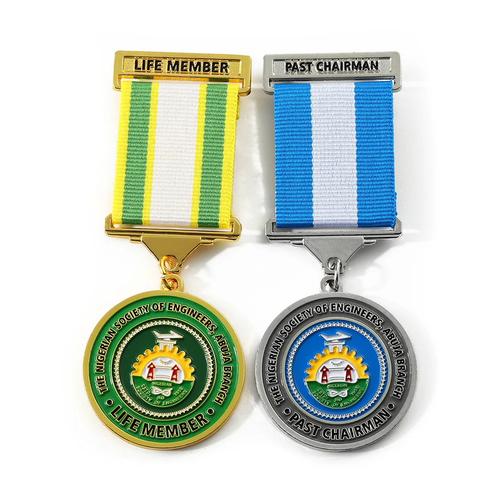 Manufacturer Custom Made Metal Zine Alloy Bar Badge Pin Honor Gold Chest Award 3D Enamel Medal Badge With Box