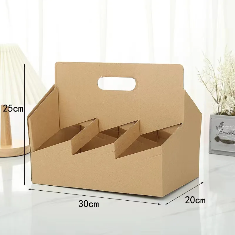 Disposable beverage packaging paper box biodegradable handheld coffee cup holder corrugated paper cup holder