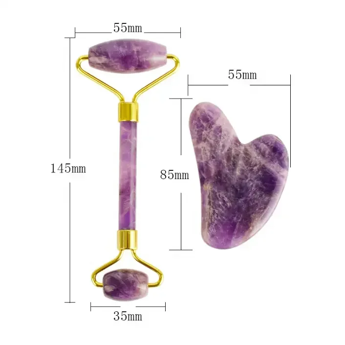 Wholesale natural beauty quartz jade roller gua sha set face massage jade roller