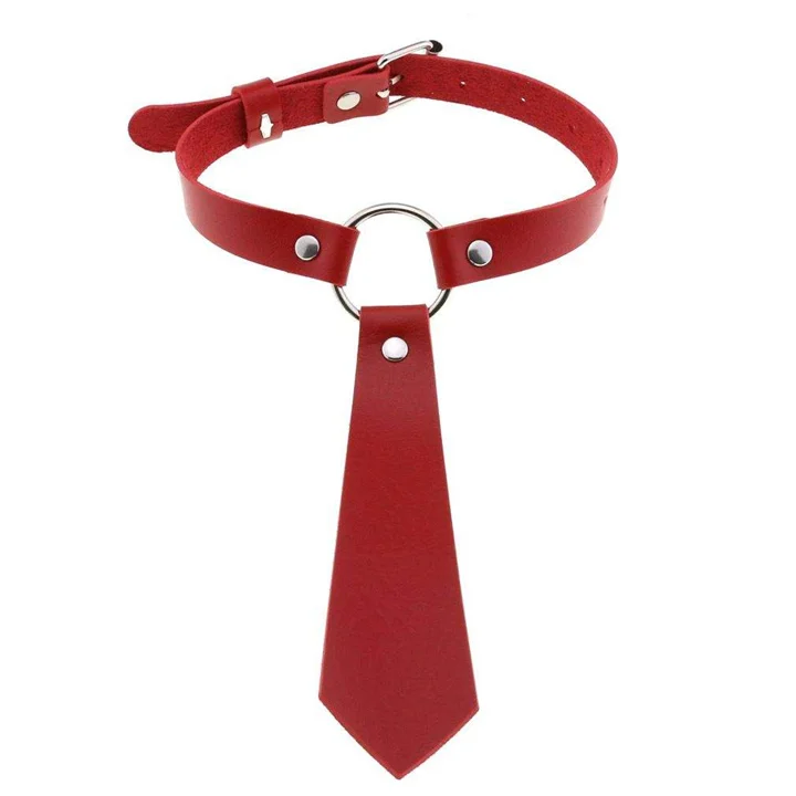 New Style Personalized Fashion PU Leather Collar Tie Ring Collar Punk Bow Tie Choker Necklace