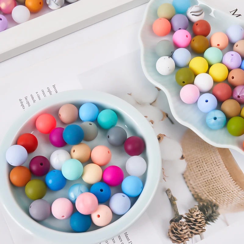hot selling products 2024 customization fashion jewelry beaded earringsbracelets bangles silicone baby teething beads Non Toxic