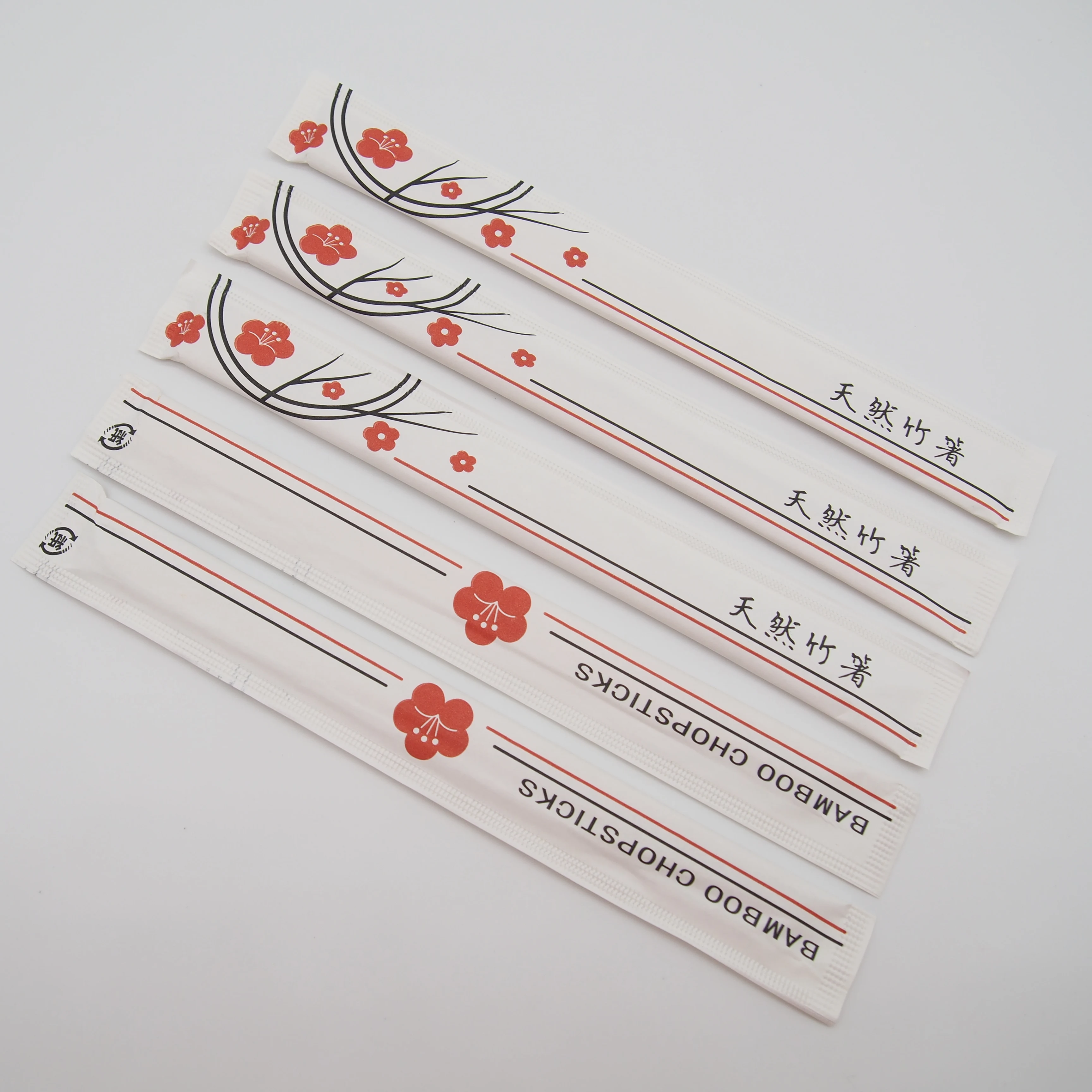 Premium Bamboo Chopsticks paper sleeve wrapped Disposable Asian Cuisine natural no burrs noodles chop sticks