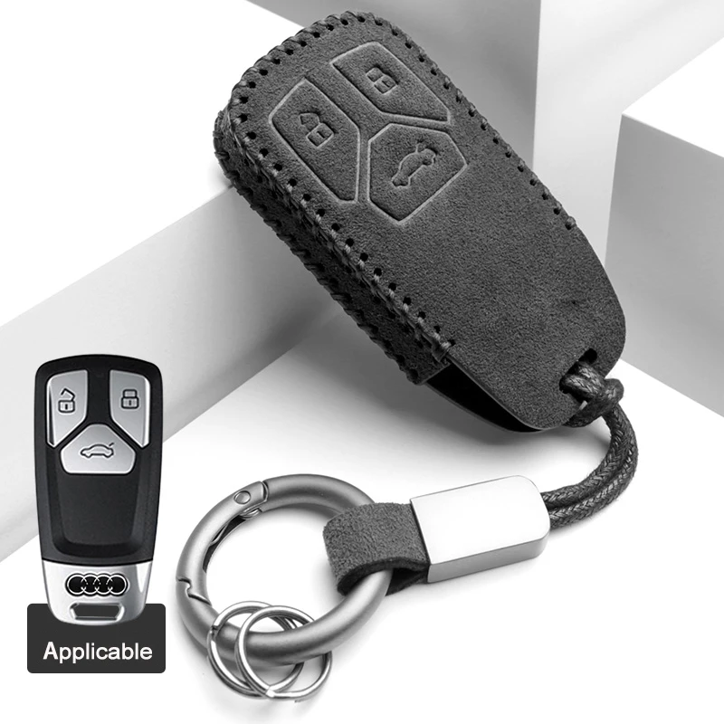Ushilife Luxury Key Cover Accessories CarKey Case Alcantare Material Protective Cover to Audi A6 A4 A3 Q3 Q2 Q5 Q7 A7 A8 Q8 Keys