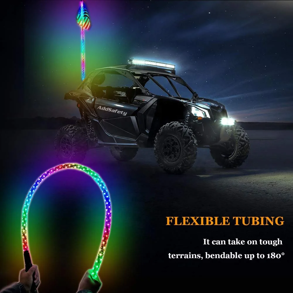 Quick Release 4 5 6 ft Dream Dancing Color Phone App Control Led Whip Light Antenna for ATV UTV Buggy RZR