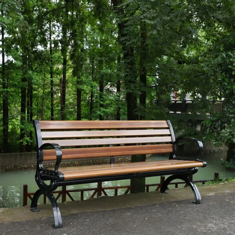 Luxury garden furniture rustic outdoor commercial park bench seat wood plastic composite public chair bench with or without back
