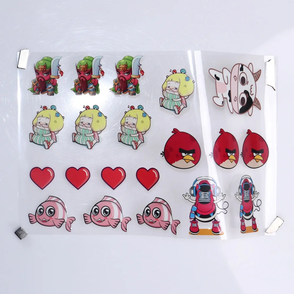 Customized UV DTF Printed AB Film With Your Graphics Embossing And Varnish Effect For UV Transfer Sticker