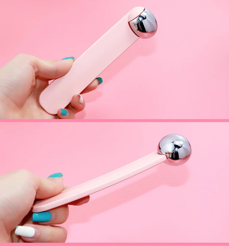 Cold Massage Roller Ball Cold Therapy Ice Roller Ball with Handle Relieve Muscle Pain  Pink