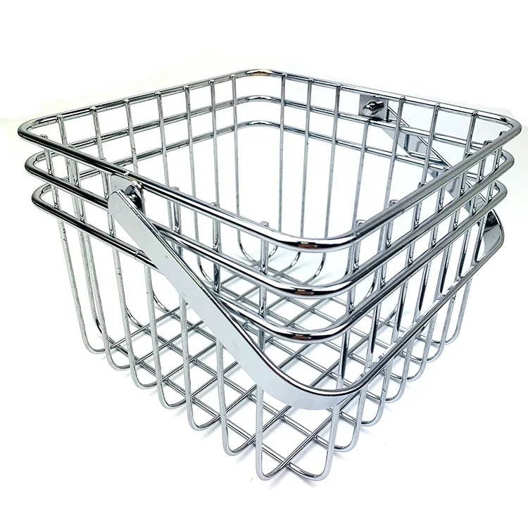 Metal wire iron tote shopping basket kitchen storage basket with handle