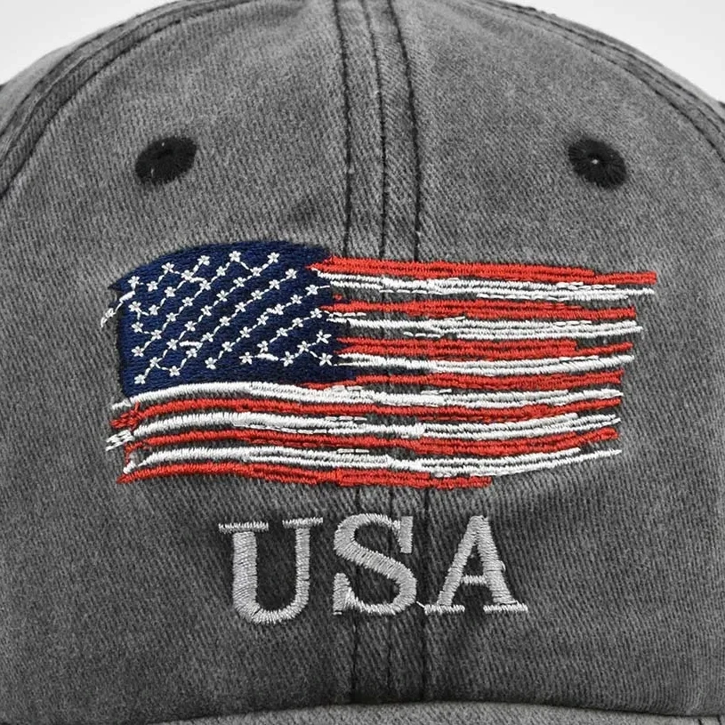 YD146 Women Man Vintage Patch Distressed Trucker Hat Washed Cotton Sports Hats USA Flag Embroidery Baseball Cap
