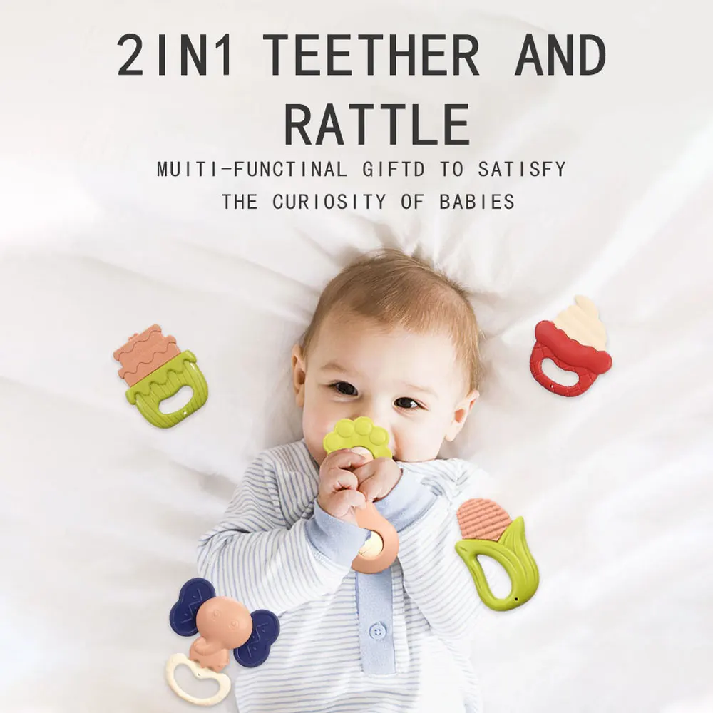 Manufacturers directly sell children pp material rattle tooth glue toys newborn teething rattle toys