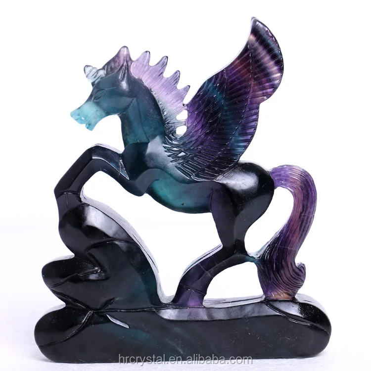 
High Quality Natural Crystal Carved Rainbow Fluorite Pegasus wholesale For Gift 