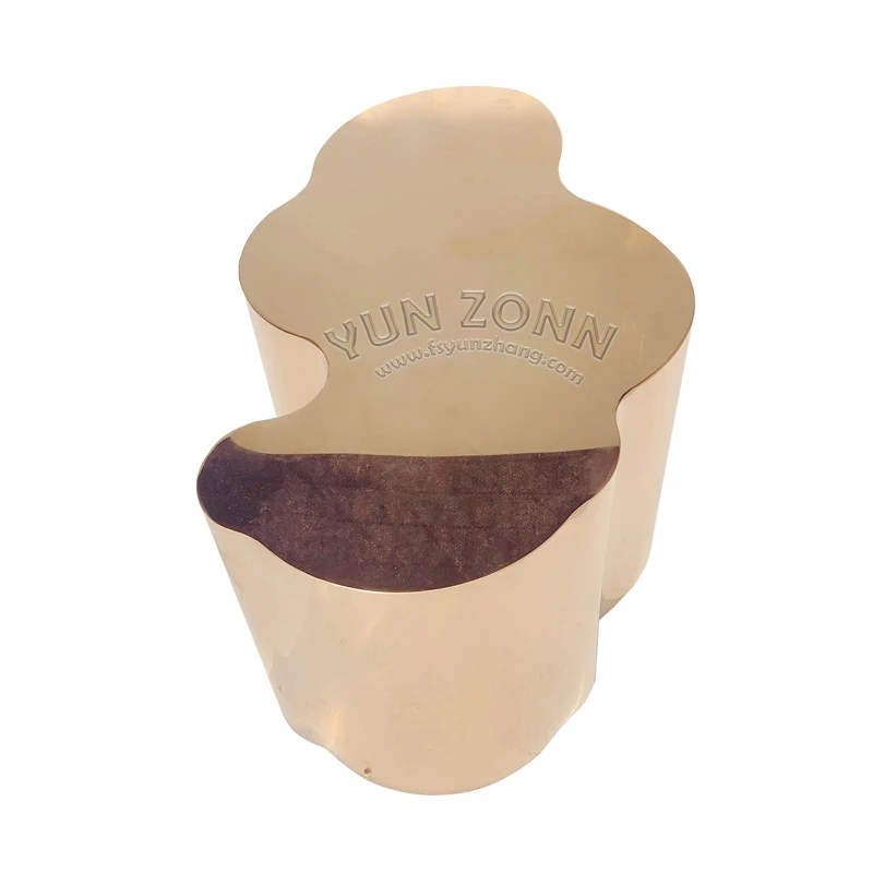 YunZonn Modern Gold Mirror Stainless Steel Coffee Table Irregular Style for Living Room Dining Hotels Villas Apartments Use